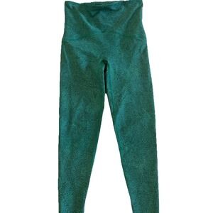 Spanx Booty Boost Leggings Womens Small Teal Black Micro Dot High Rise